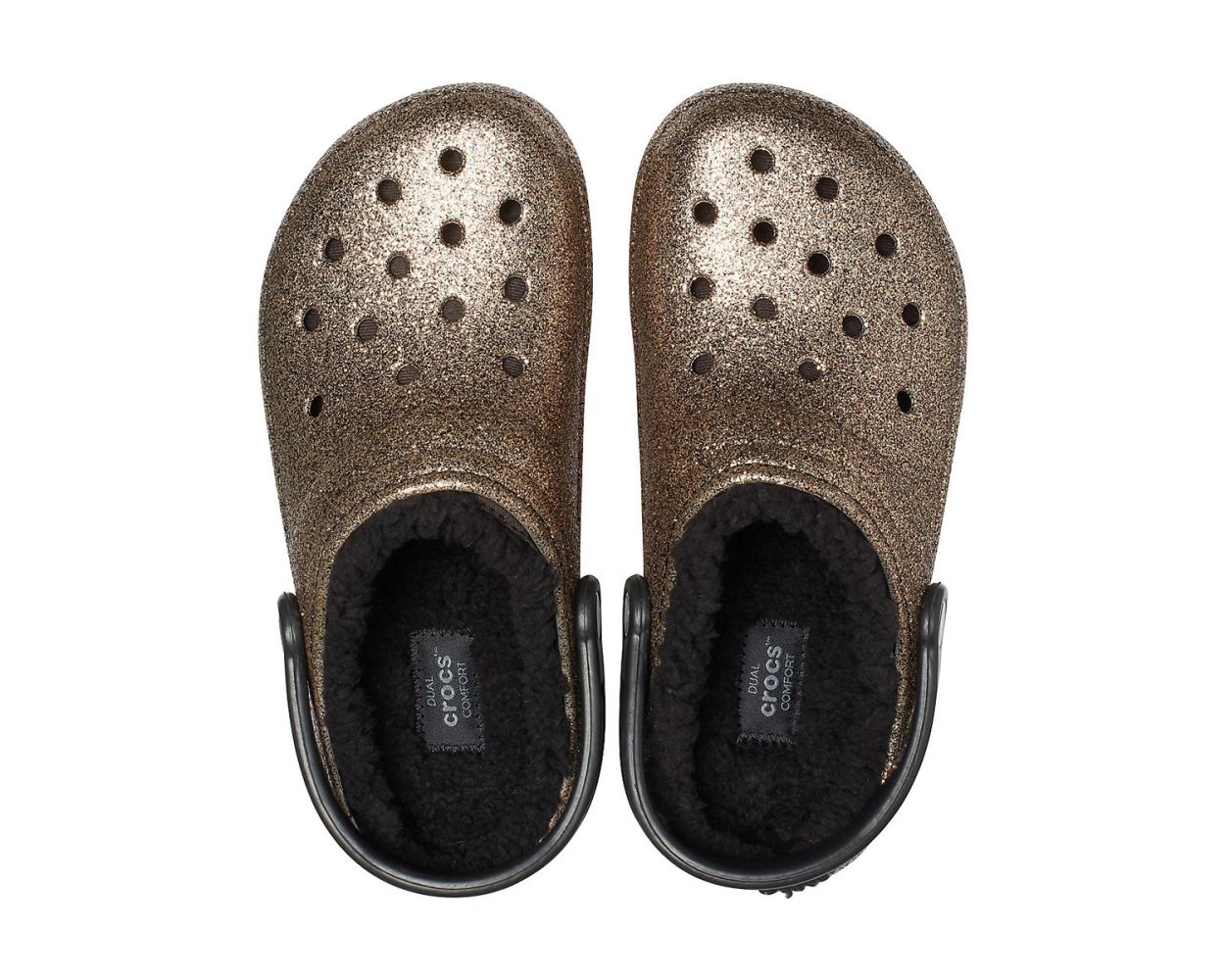 Crocs Classic Glitter Lined Clog Gold Black World of Clogs