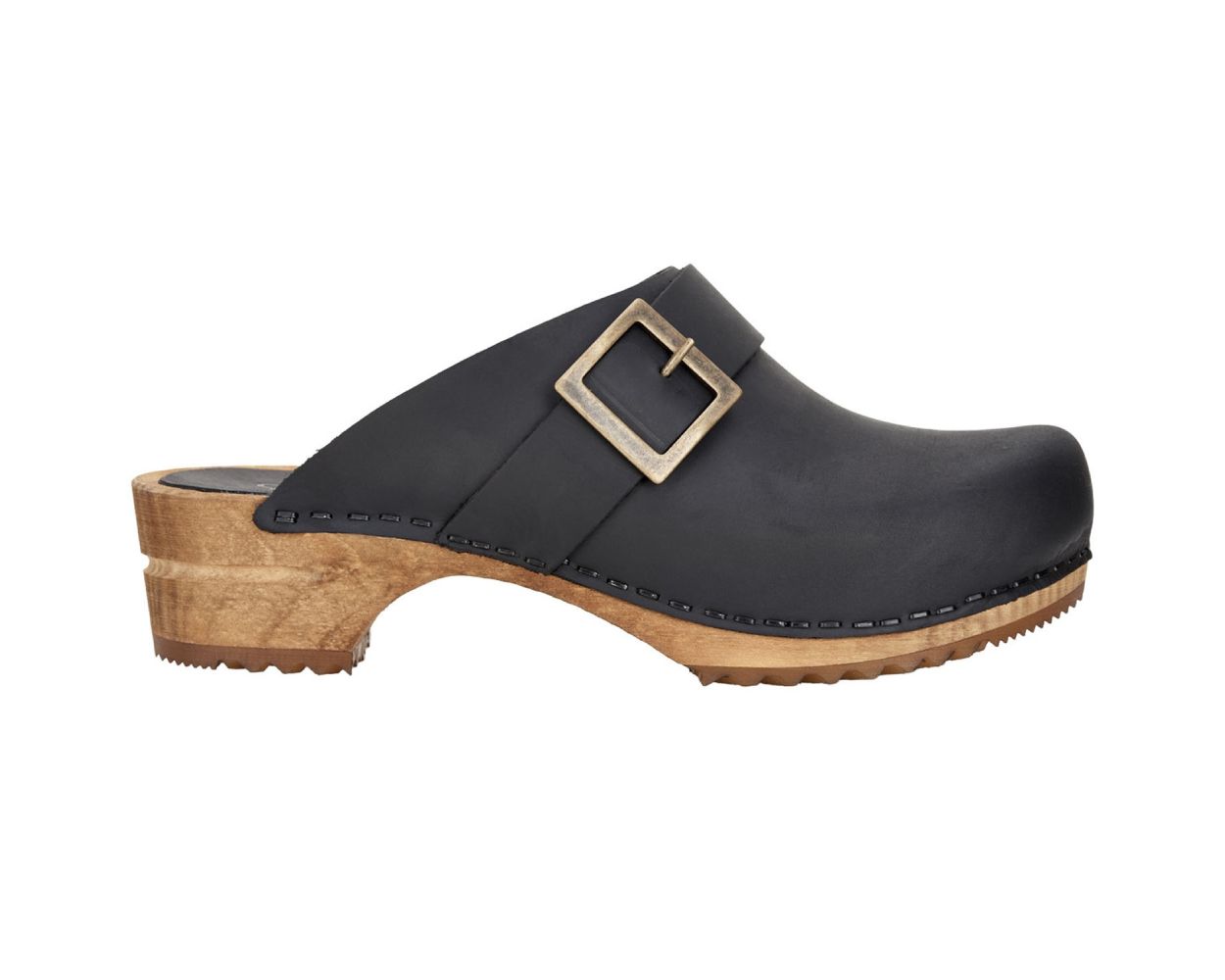 Sanita Big Buckle Danish Clogs in Black 453062 World of Clogs
